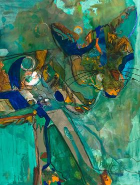 Cobalt Coyote, Mixed Media art by Deanna Thibault