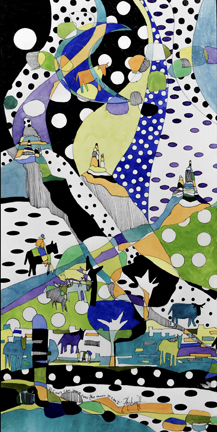 If Cows Can Jump Over the Moon so Can I, Mixed Media art by Deanna Thibault