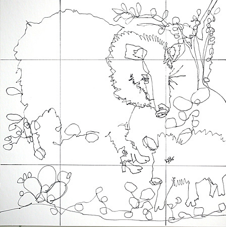 Javalena Blind Contour Drawing, by Deanna Thibault